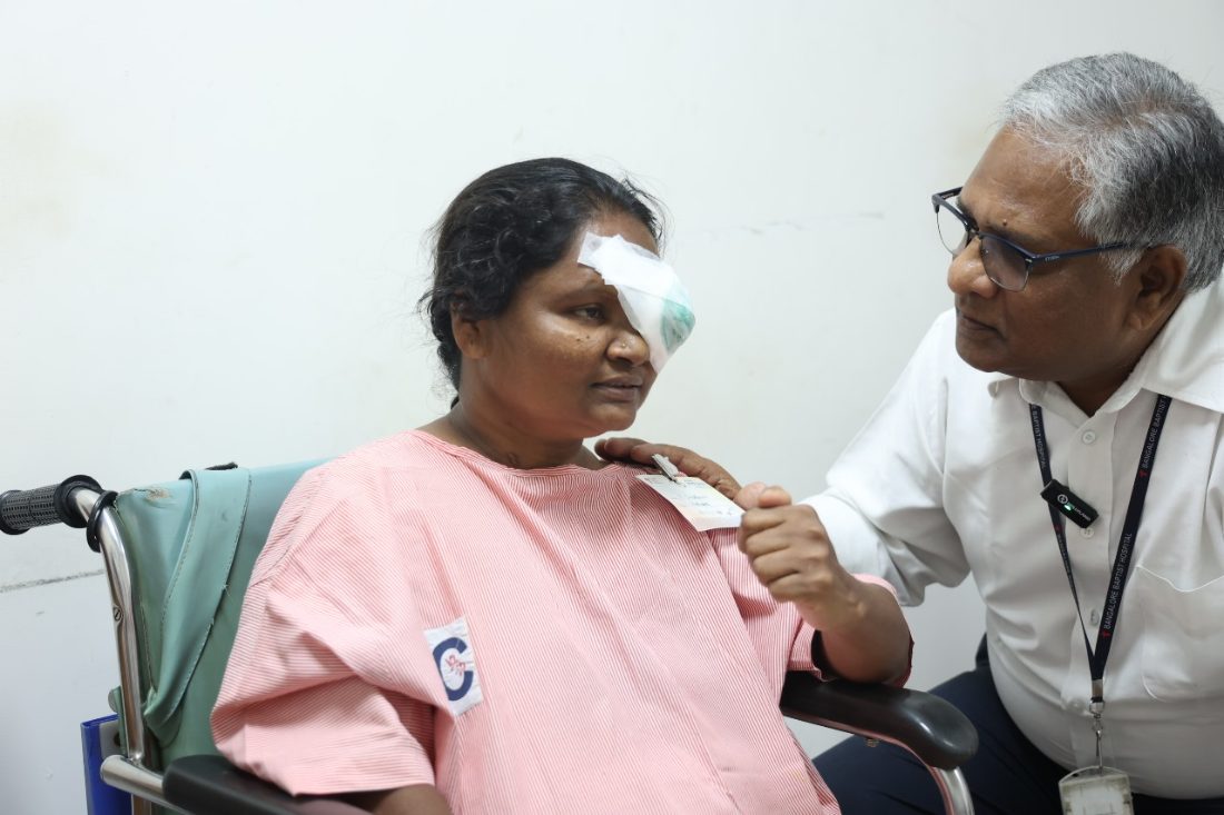 Doctor with a cataract patient