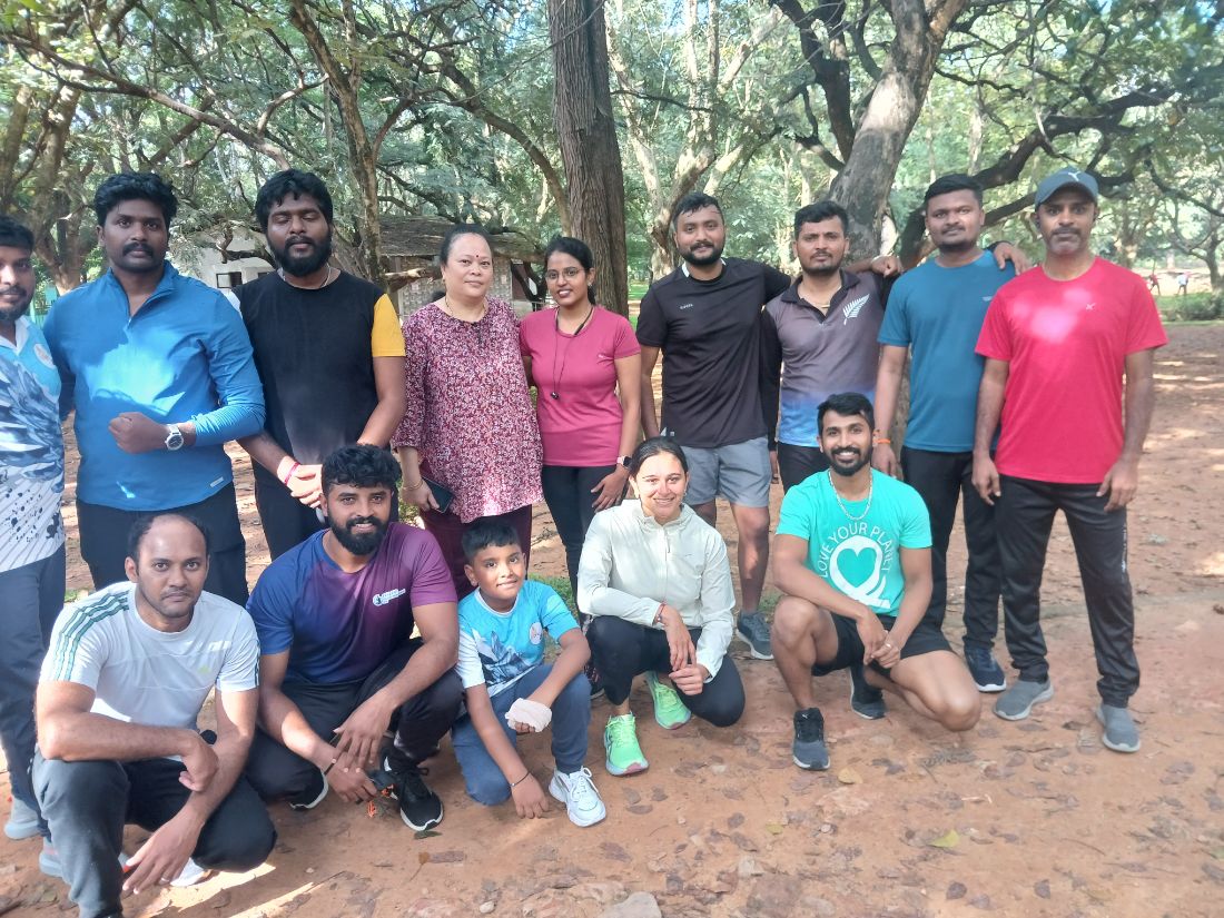 Team on a morning fitness walk